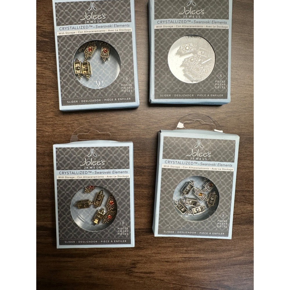 Jolee's Jewels Swarovski Crystallized Slider Beads Lot of 4 Packs Gold Silver